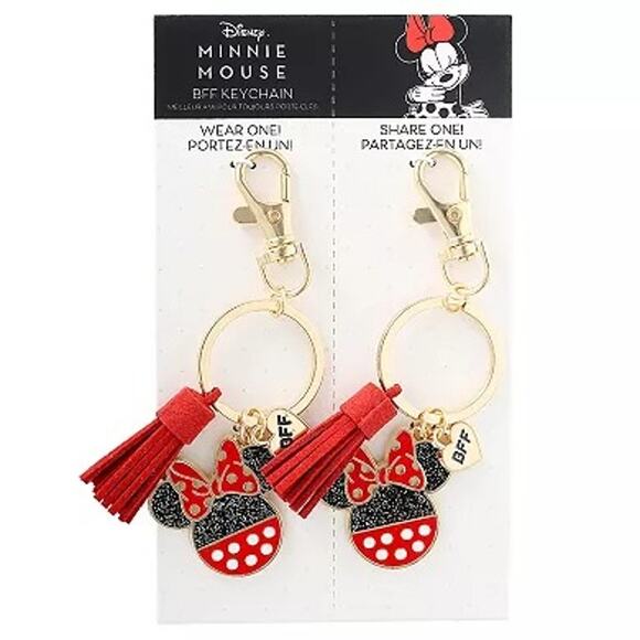 Disney's Minnie Mouse 2 PC BFF Key Chain Best Friends Forever One You One BFF - Picture 2 of 4
